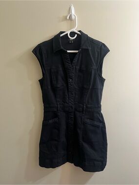 PAIGE Jaxsyn Women's Black Denim Dress In Washed Black Size 8 No Belt